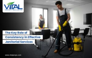 janitorial staff cleanliness in a commercial office space