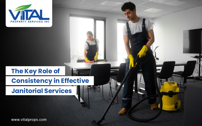 janitorial staff cleanliness in a commercial office space