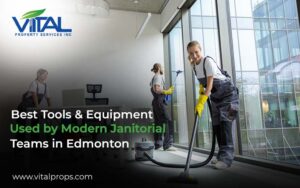 Edmonton janitorial team using modern cleaning equipment